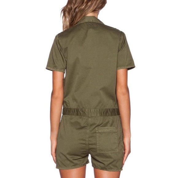 Current Elliott The Engineer Romper in Army Green Medium - Picture 2 of 6